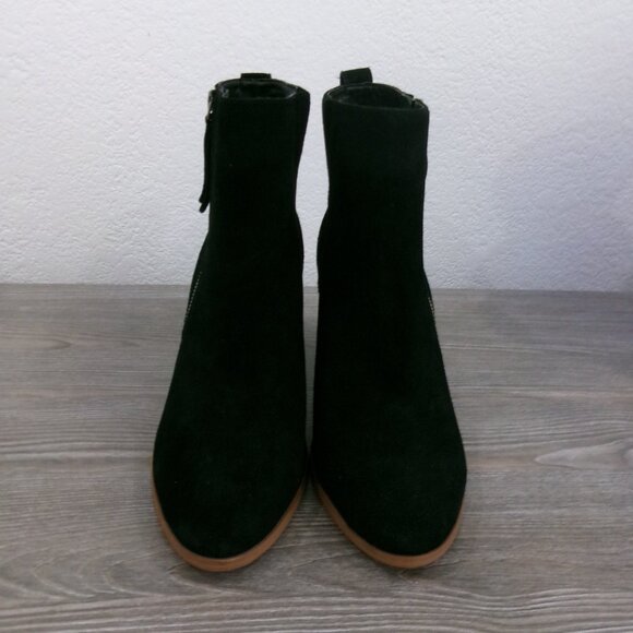 New SUSINA Black Genuine Suede Leather Boots Booties 10 High Heel Side Zipper - Picture 2 of 13